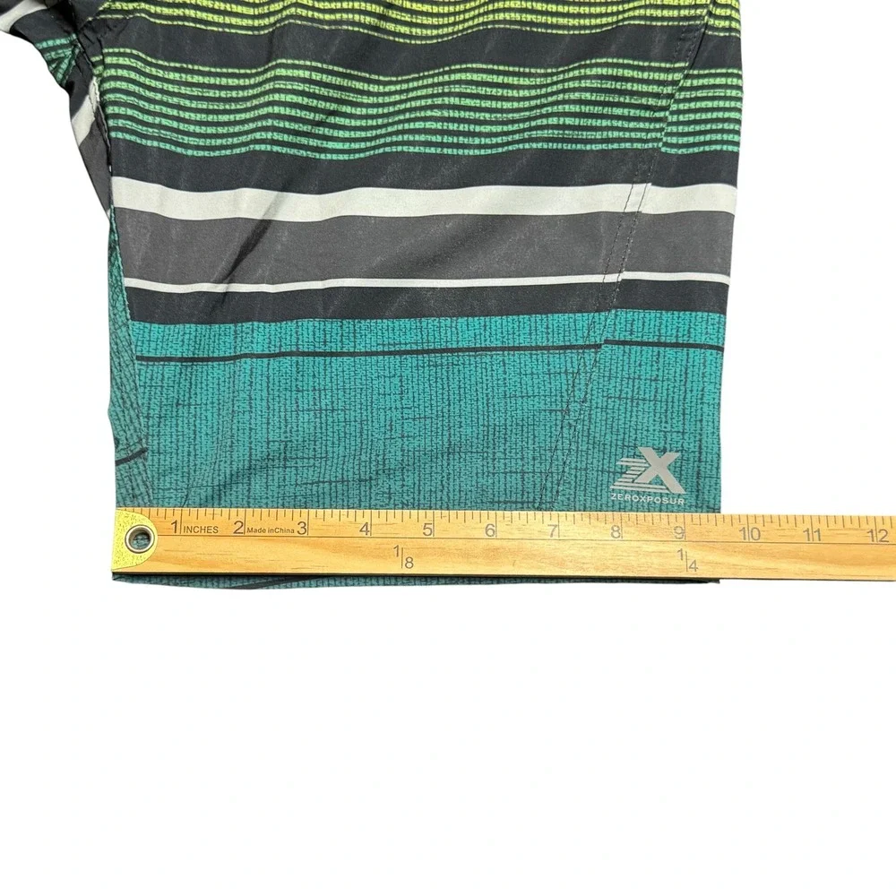 ZeroXposur Swim Trunks Men S NWT Teal Koa Striped Board Short Lined Beach Travel